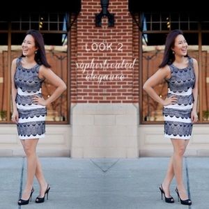 BCBGMAXAZRIA Black & White Lace Cocktail Dress
